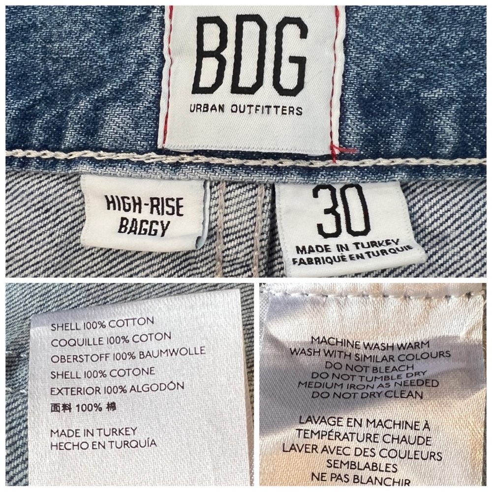 •BDG• Urban Outfitters‎ High Rise Baggy Jeans Size 30 100% Cotton Distressed - Picture 12 of 13